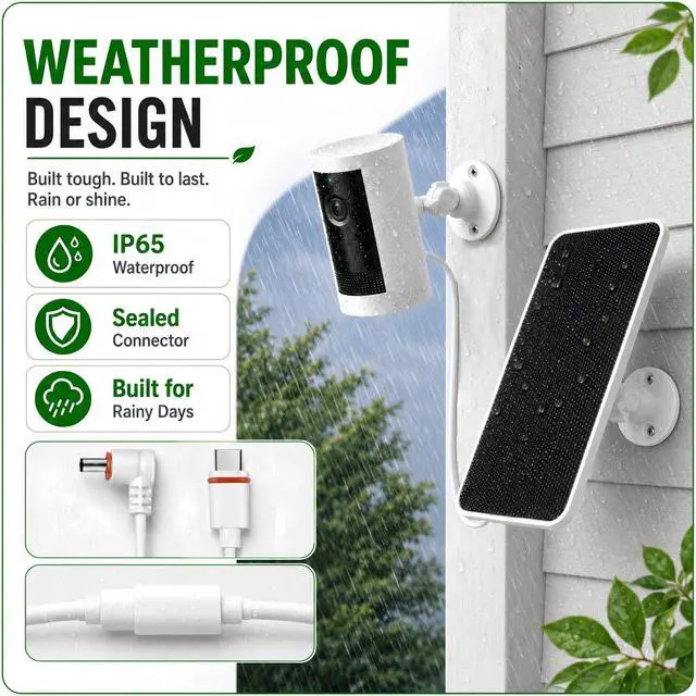 Alt view image 4 of 7 - Solar Panel Charger for Ring Spotlight/Stick Up Battery Cam, 1 Pack