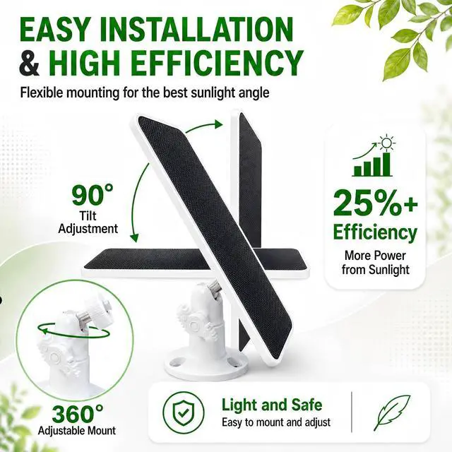 Alt view image 6 of 7 - Solar Panel Charger for Ring Spotlight/Stick Up Battery Cam, 1 Pack