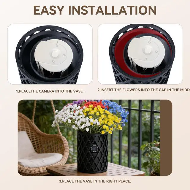 Alt view image 3 of 7 - Disguise Camera Vase Compatible with Ring Outdoor Cam (Stick Up Cam) & Indoor Cam (1080p Edition) Artificial Flower Included