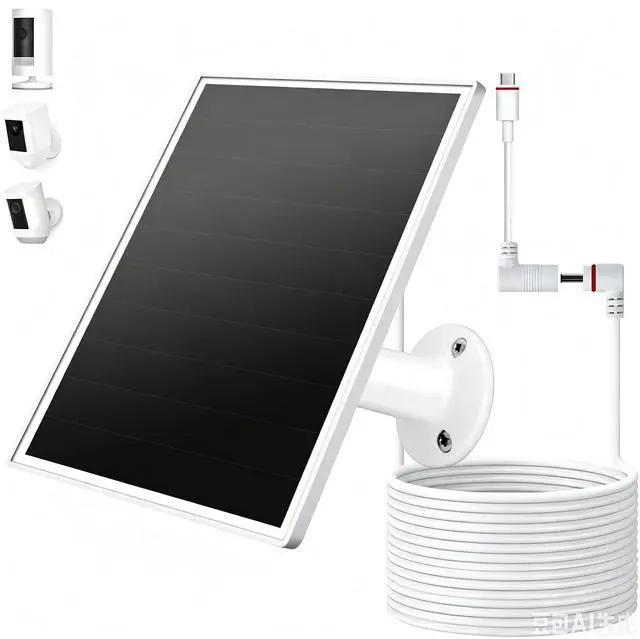 Main image of Solar Panel for Ring Camera, 6W Solar Charger with USB-C & Barrel Plug for Ring Stick Up Cam Plus/Pro & Spotlight Cam Battery Series, Waterproof, 9.8ft Cable, White