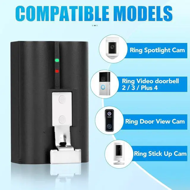 Alt view image 5 of 6 - 2-Pack 7200mAh Replacement Battery for Ring Doorbell Camera