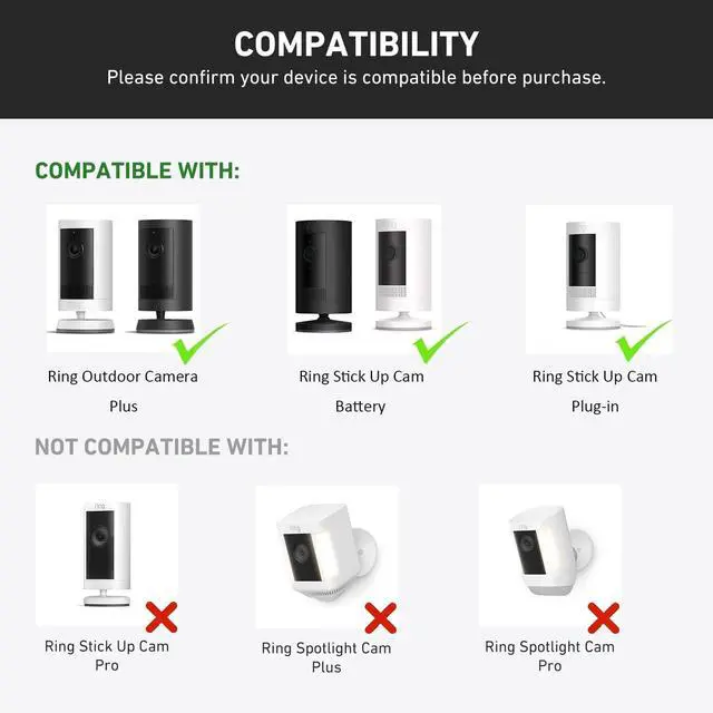 Alt view image 2 of 5 - Sun Rain Shade Camera Cover Compatible with Ring Outdoor Cam Plus/ Ring Stick Up Cam Battery/ Plug-In, Camera Shield Protective Case for Resistant UV, Weatherproof, Easy to Install (White)