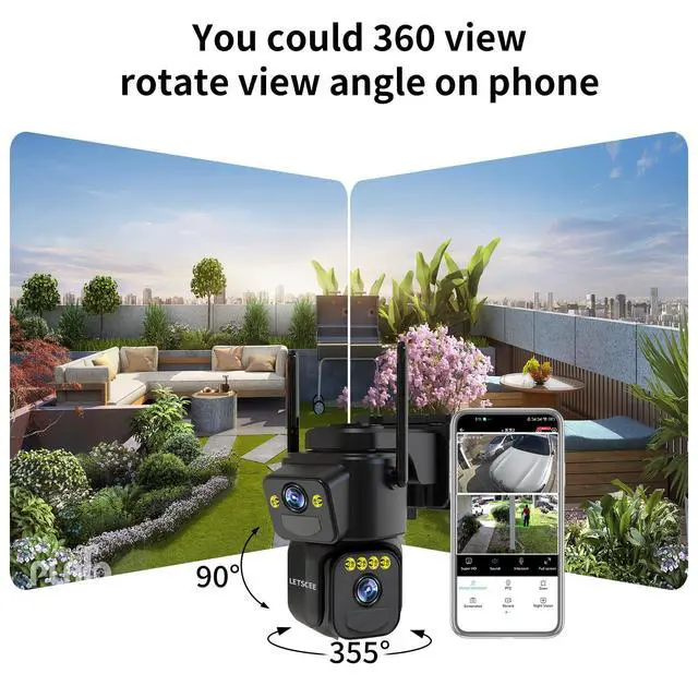 Alt view image 5 of 7 - Security Cameras Outdoor WiFi,5G/2.4G Cameras for Home Security Solar Power with Dual Lens,Motion Detection,Night Vision,2-Way Audio,Weather Proof,No Subscription Fee