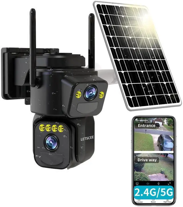 Main image of Security Cameras Outdoor WiFi,5G/2.4G Cameras for Home Security Solar Power with Dual Lens,Motion Detection,Night Vision,2-Way Audio,Weather Proof,No Subscription Fee