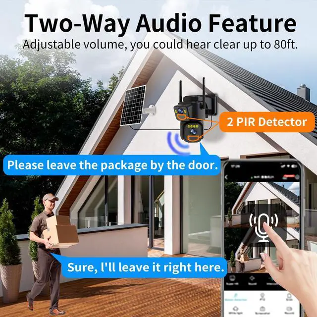 Alt view image 6 of 7 - Security Cameras Outdoor WiFi,5G/2.4G Cameras for Home Security Solar Power with Dual Lens,Motion Detection,Night Vision,2-Way Audio,Weather Proof,No Subscription Fee