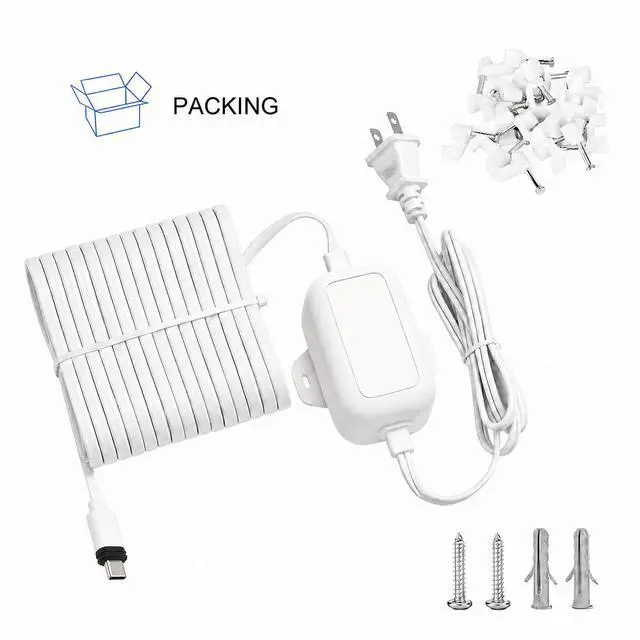 Alt view image 7 of 7 - 50FT Power Adapter for Ring Spotlight Cam Plus/Pro (Battery), Ring Outdoor Cam Plus (Battery) and Outdoor Cam Pro (Plug-in), 20W Long USB C Weather-Resistant Extension Cord, White