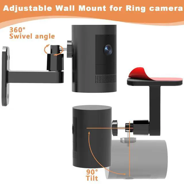 Alt view image 4 of 7 - 3Pack Camera Wall Mount,Compatible with R-ing Stick Up Cam Battery/Outdoor Cam Plus/Plug-in/Pro/Indoor Cam(1st Gen),360 Degree Adjustable No Drilling Mount for Outdoor Indoor Cameras,Black