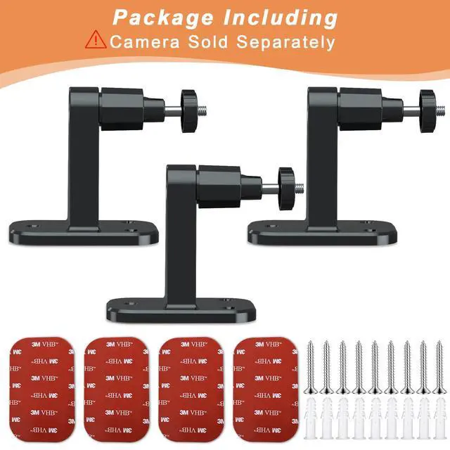 Alt view image 7 of 7 - 3Pack Camera Wall Mount,Compatible with R-ing Stick Up Cam Battery/Outdoor Cam Plus/Plug-in/Pro/Indoor Cam(1st Gen),360 Degree Adjustable No Drilling Mount for Outdoor Indoor Cameras,Black