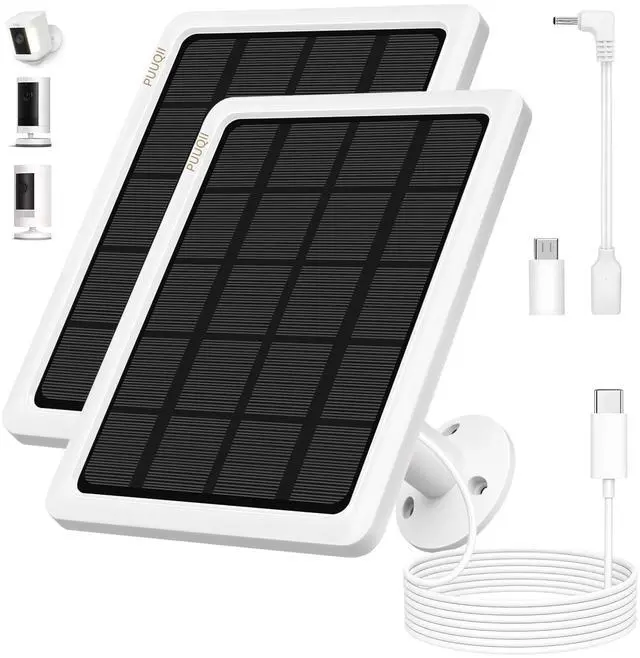 Main image of 2-Pack 4W Solar Panels for Ring Cameras with 10FT Cable, 360° Mount