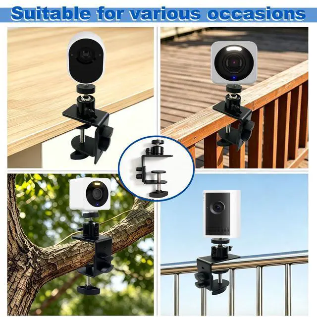 Alt view image 7 of 7 - 2 Pcs C-Clamp Mount with Mini Ball Head Mount, 1/4" Screw Mount Adapter Camera Clamp for Desk/Deck/Branch/Railing, Compatible with Arlo, Wyze, Ring Stick Up Cam and More (Black, 3.1in)