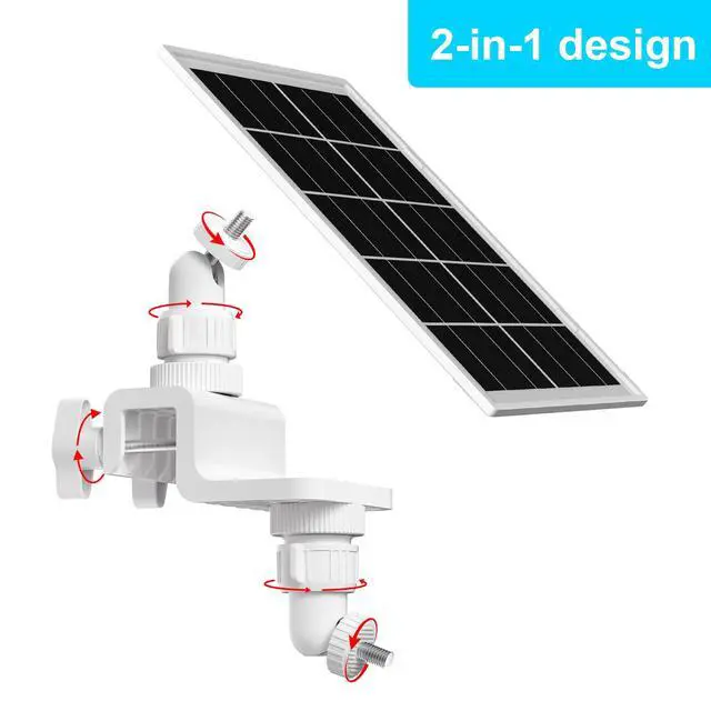 Alt view image 3 of 7 - 7W Solar Panel with Gutter Mount for Ring Cameras, Stick Up Cam, Stick Up Cam Pro, Outdoor Cam Plus Battery, Spotlight Cam Plus/Pro with Waterproof Cable and USB-C to Barrel Plug Adapter (White)