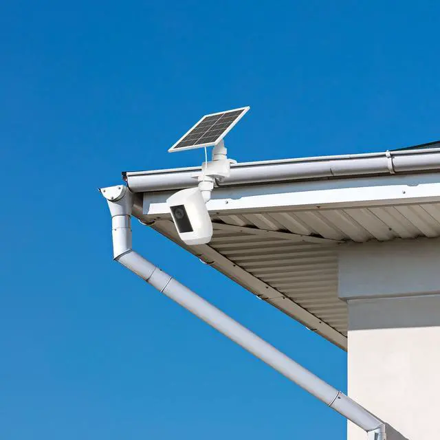Alt view image 4 of 7 - 7W Solar Panel with Gutter Mount for Ring Cameras, Stick Up Cam, Stick Up Cam Pro, Outdoor Cam Plus Battery, Spotlight Cam Plus/Pro with Waterproof Cable and USB-C to Barrel Plug Adapter (White)