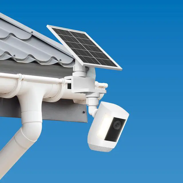 Alt view image 6 of 7 - 7W Solar Panel with Gutter Mount for Ring Cameras, Stick Up Cam, Stick Up Cam Pro, Outdoor Cam Plus Battery, Spotlight Cam Plus/Pro with Waterproof Cable and USB-C to Barrel Plug Adapter (White)