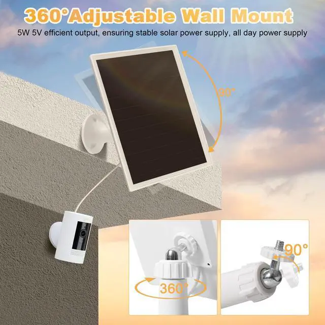 Alt view image 6 of 7 - Solar Panel Charger for Ring Camera, Compatible with Ri ng Stick Up Cam Battery, Ring Spotlight Plus/Pro Battery,Waterproof, 5V 6W Fast Charging