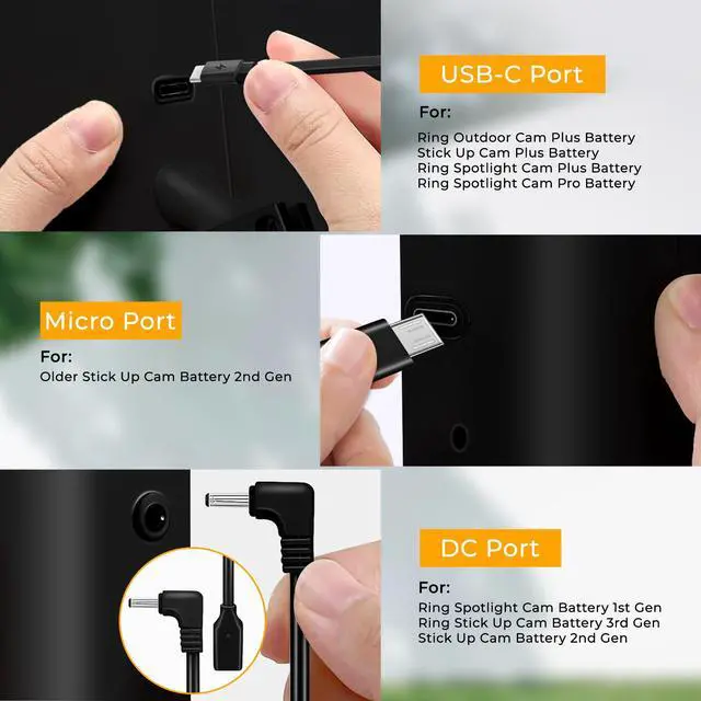 Alt view image 6 of 7 - 2-Pack 8W Solar Panel Chargers for Ring Cameras with 10FT Cables