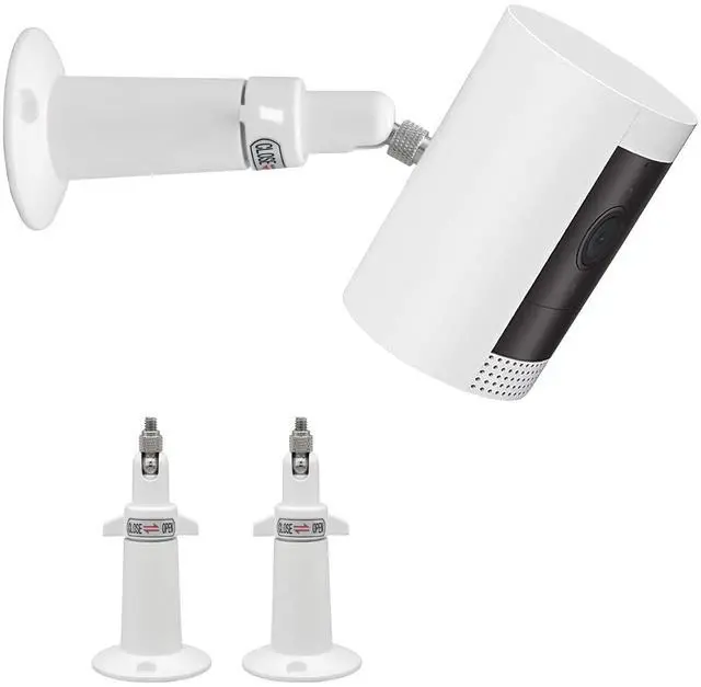 Main image of (Metal 2 Pack) 360 Degrees Adjustable Security Wall Mount for Ring Stick Up Cam/Ring Outdoor Cam Plus/Wyze Cam/Eufy Cam/Arlo Cameras, Fits All Cameras with Standard 1/4 Threaded Holes-White
