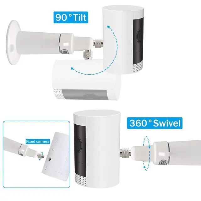 Alt view image 4 of 7 - (Metal 2 Pack) 360 Degrees Adjustable Security Wall Mount for Ring Stick Up Cam/Ring Outdoor Cam Plus/Wyze Cam/Eufy Cam/Arlo Cameras, Fits All Cameras with Standard 1/4 Threaded Holes-White