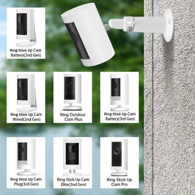 Alt view image 2 of 7 - (Metal 2 Pack) 360 Degrees Adjustable Security Wall Mount for Ring Stick Up Cam/Ring Outdoor Cam Plus/Wyze Cam/Eufy Cam/Arlo Cameras, Fits All Cameras with Standard 1/4 Threaded Holes-White