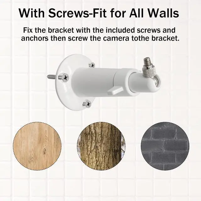 Alt view image 6 of 7 - (Metal 2 Pack) 360 Degrees Adjustable Security Wall Mount for Ring Stick Up Cam/Ring Outdoor Cam Plus/Wyze Cam/Eufy Cam/Arlo Cameras, Fits All Cameras with Standard 1/4 Threaded Holes-White