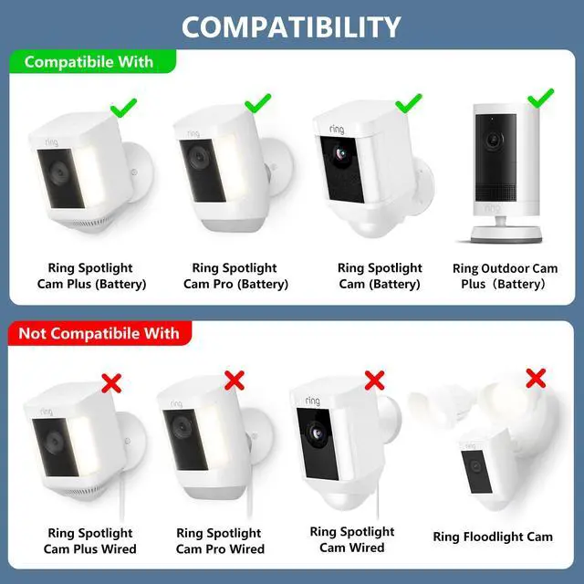 Alt view image 2 of 7 - Adjustable Wall Mount for Spotlight Cam Plus/Pro (Battery) and Stick Up Cam/Pro (Battery), 360° Swivel Mounting Bracket for Indoor and Outdoor Use, White