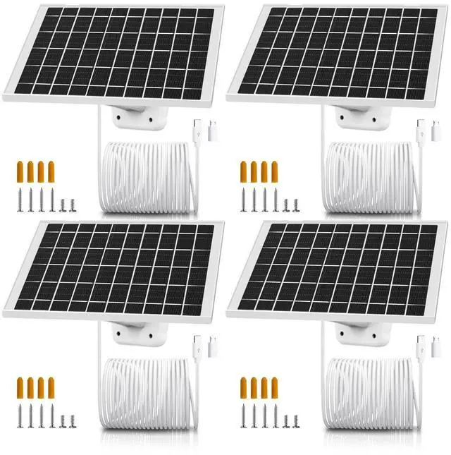 Main image of 4 Pack 7W USB Type C Solar Panel Charger Compatible Ring Outdoor Cam Plus, Stick Up Cam Pro, Spotlight Cam Plus, Spotlight Cam Pro, Arlo Essential 2K 2nd Essential 3rd Gen, Arlo Pro 6th Gen 2025