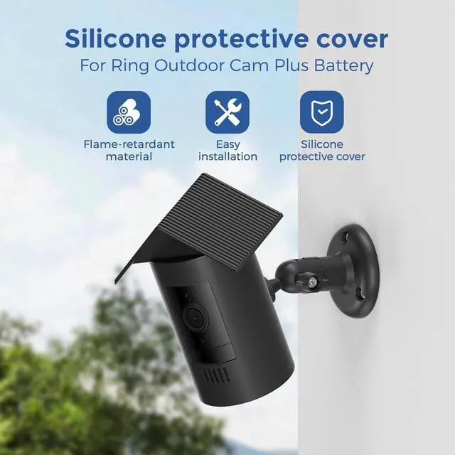 Alt view image 2 of 7 - Silicone Cover for Ring Stick Up Cam Battery & Plug-in (3rd Gen) Weatherproof Outdoor Camera Cover Case, UV & Heat Resistant Accessories with Anti-Glare Sun Hood Black