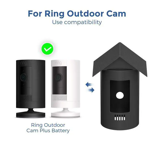 Alt view image 3 of 7 - Silicone Cover for Ring Stick Up Cam Battery & Plug-in (3rd Gen) Weatherproof Outdoor Camera Cover Case, UV & Heat Resistant Accessories with Anti-Glare Sun Hood Black