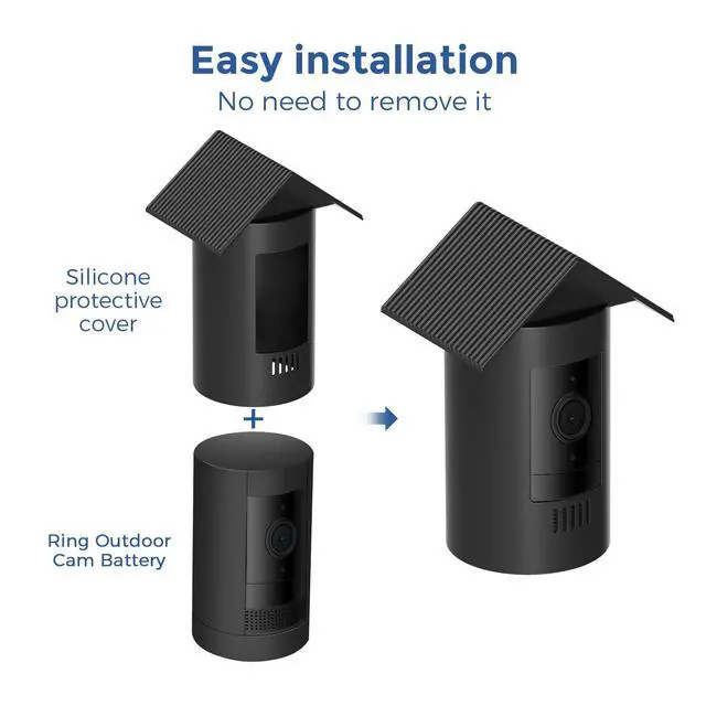 Alt view image 5 of 7 - Silicone Cover for Ring Stick Up Cam Battery & Plug-in (3rd Gen) Weatherproof Outdoor Camera Cover Case, UV & Heat Resistant Accessories with Anti-Glare Sun Hood Black