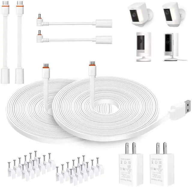 Main image of 20FT Power Cord with Adapter for Ring Spotlight Cam Plus/Pro, 2 Pack