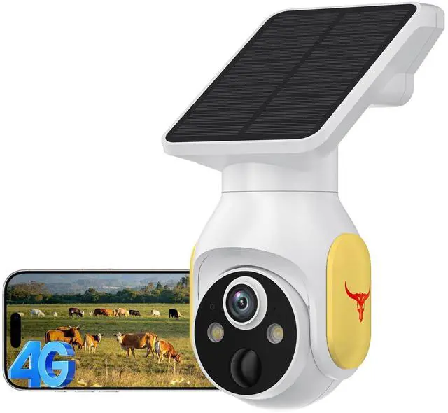 Main image of 4G LTE Cellular Security Camera Wireless Outdoor, No Wi-Fi Solar Powered Camera, 360° Live View, Color Night Vision, Built-in SIM Card, PIR Motion Sensor, Two-Way Talk