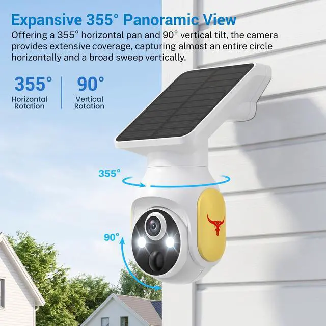 Alt view image 7 of 7 - 4G LTE Cellular Security Camera Wireless Outdoor, No Wi-Fi Solar Powered Camera, 360° Live View, Color Night Vision, Built-in SIM Card, PIR Motion Sensor, Two-Way Talk
