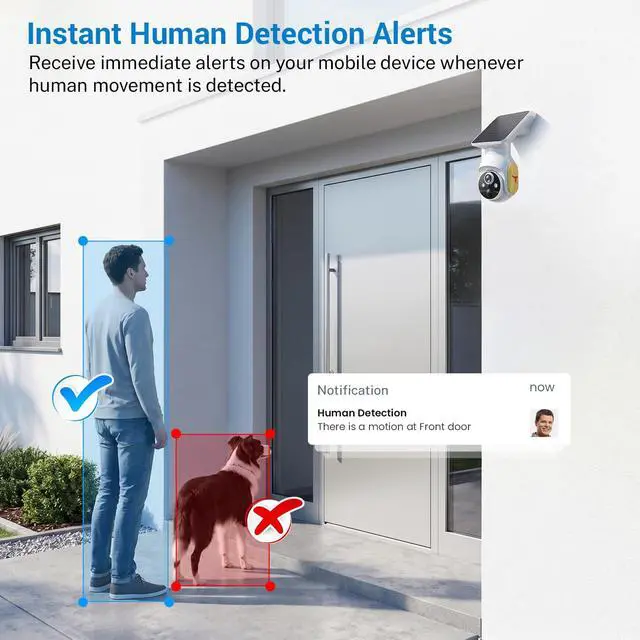 Alt view image 5 of 7 - 4G LTE Cellular Security Camera Wireless Outdoor, No Wi-Fi Solar Powered Camera, 360° Live View, Color Night Vision, Built-in SIM Card, PIR Motion Sensor, Two-Way Talk