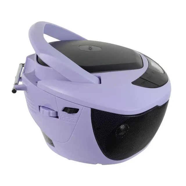 Alt view image 4 of 7 - CD-475 Classic Boom Box Portable CD Player - Home Audio Radio AM-FM, Stereo Speakers Aux Line-in, Headphone Jack - Purple - Limited Edition Color