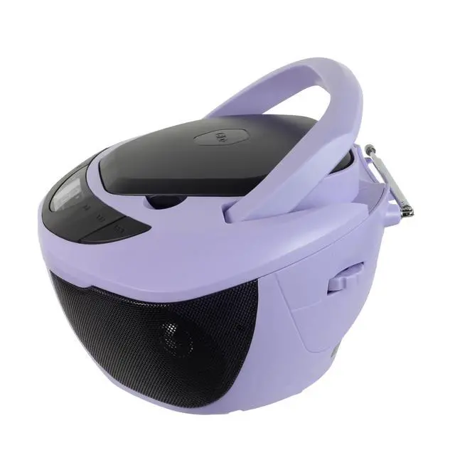 Alt view image 5 of 7 - CD-475 Classic Boom Box Portable CD Player - Home Audio Radio AM-FM, Stereo Speakers Aux Line-in, Headphone Jack - Purple - Limited Edition Color