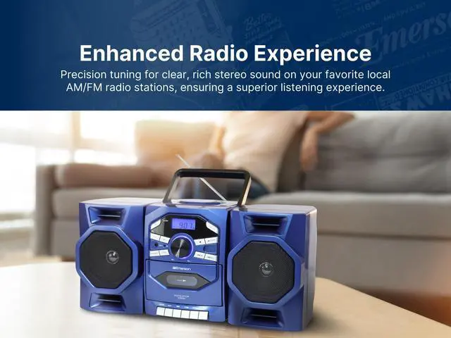 Alt view image 3 of 7 - Portable CD Player Boombox with Cassette Player, Tape Recorder, AM/FM Radio, MP3 AUX Input, Detachable Speakers, AC/DC & Battery Operated Stereo System for Home, Travel, Indoor & Outdoor Use