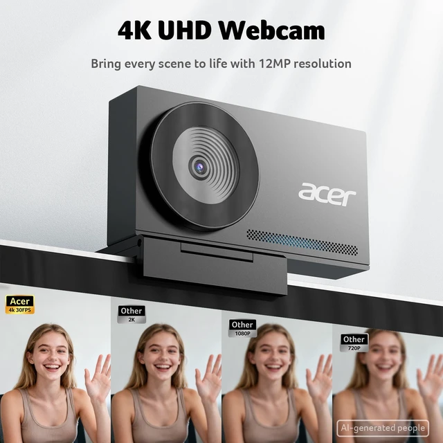 Alt view image 3 of 7 - 4K Webcam for PC/Mac with All-Metal Unibody Sculpted, Sony 1/2" Sensor, PDAF, 2 Noise Reduction Mics, Privacy Cover for Switch 2/Zoom/Teams/Facetime/YouTube/Google Meet