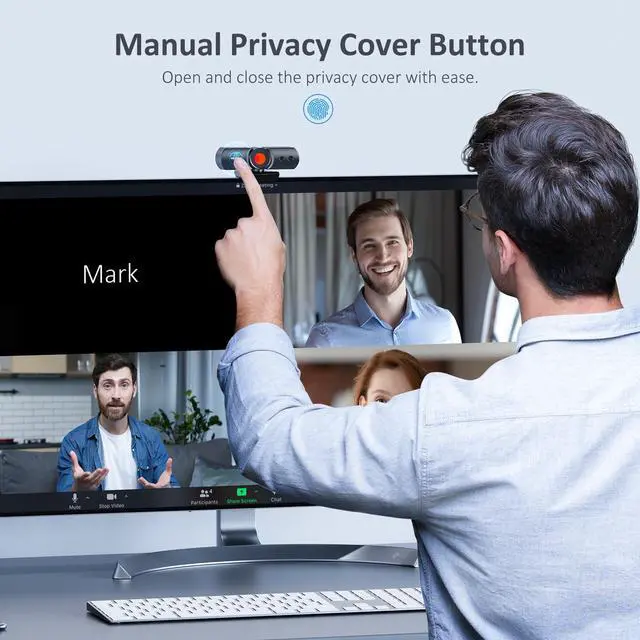 Alt view image 4 of 7 - HelloCam, 1080P Webcam with Windows Hello, True Privacy, Automatic Electronic Shutter, Computer Camera, Microphone, Facial Enhancement, HD USB Web Cam