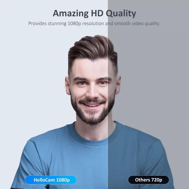 Alt view image 5 of 7 - HelloCam, 1080P Webcam with Windows Hello, True Privacy, Automatic Electronic Shutter, Computer Camera, Microphone, Facial Enhancement, HD USB Web Cam