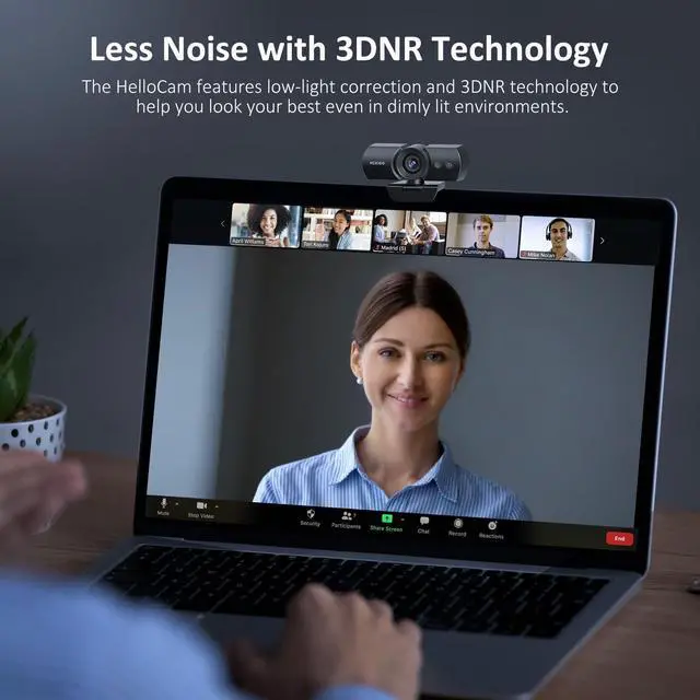 Alt view image 6 of 7 - HelloCam, 1080P Webcam with Windows Hello, True Privacy, Automatic Electronic Shutter, Computer Camera, Microphone, Facial Enhancement, HD USB Web Cam