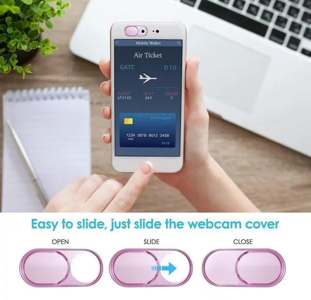 Alt view image 6 of 7 - Webcam Cover, Laptop Camera Slide, 0.027 Inch Super Thin Web Camera Cover for Computer, iPad, MacBook Pro, iMac, Smartphone, Mac, PC, Protect Your Personal Privacy Security (Rose Gold-3 Pack)