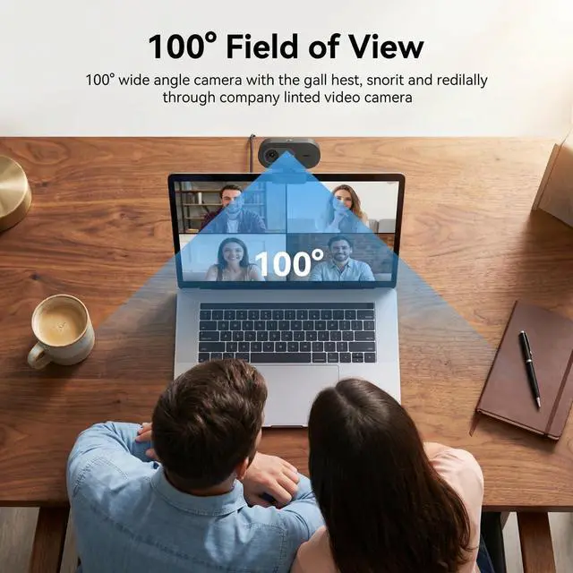 Alt view image 6 of 7 - 4K Webcam with Microphone, UHD Ultra-HD Computer Camera with Privacy Cover & Noise-Canceling Mic, 100° Wide Angle, USB Plug & Play Pro Desktop Web Cam for Zoom, Skype, Teams, Streaming