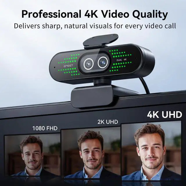 Alt view image 2 of 7 - NOVA 4K Dual-Camera 4K Webcam for PC, Wide-Angle and Telephoto Camera