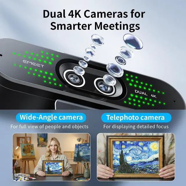 Alt view image 3 of 7 - NOVA 4K Dual-Camera 4K Webcam for PC, Wide-Angle and Telephoto Camera