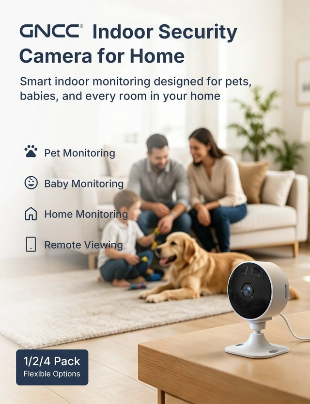 Alt view image 2 of 7 - 2.4GHz Indoor Security Camera for Home, 1080P Baby & Pet Cam, 2-Pack | Baby & Pet Monitoring, Motion & Sound Detection, Two-Way Audio, Black & White Night Vision, SD Card or Paid Cloud