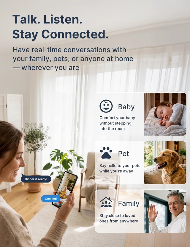 Alt view image 5 of 7 - 2.4GHz Indoor Security Camera for Home, 1080P Baby & Pet Cam, 2-Pack | Baby & Pet Monitoring, Motion & Sound Detection, Two-Way Audio, Black & White Night Vision, SD Card or Paid Cloud