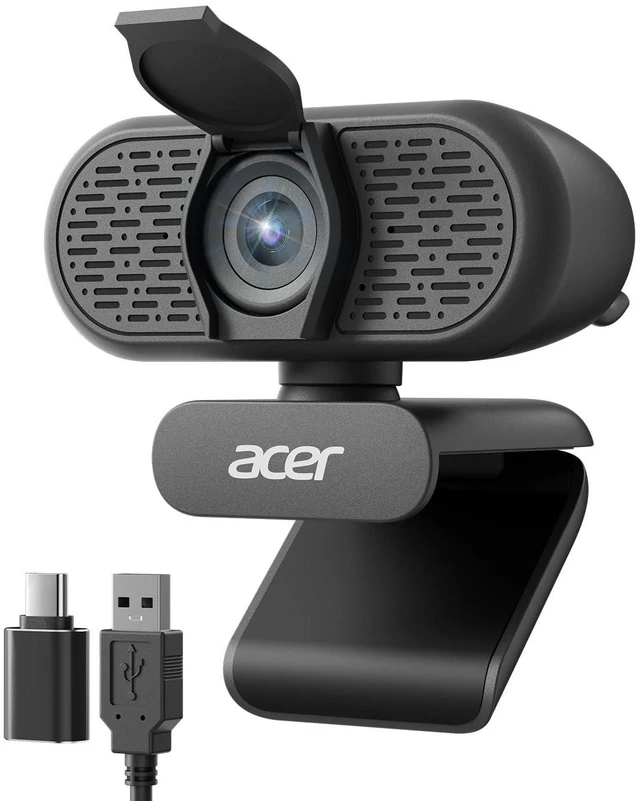 Main image of 1080p Webcam USB Plug and Play Webcam for PC with Noise Cancellation Microphones Computer Camera for Desktop Streaming Gaming Online Meeting Wide Angle Privacy Cover A-to-C Adapter Easy Setup