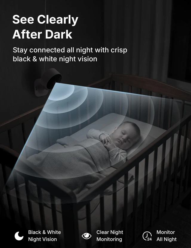 Alt view image 6 of 7 - 2.4GHz Indoor Security Camera for Home, 1080P Baby & Pet Cam, 2-Pack | Baby & Pet Monitoring, Motion & Sound Detection, Two-Way Audio, Black & White Night Vision, SD Card or Paid Cloud