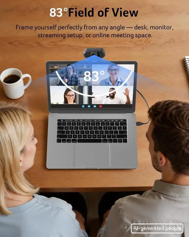 Alt view image 6 of 7 - 1080p Webcam USB Plug and Play Webcam for PC with Noise Cancellation Microphones Computer Camera for Desktop Streaming Gaming Online Meeting Wide Angle Privacy Cover A-to-C Adapter Easy Setup