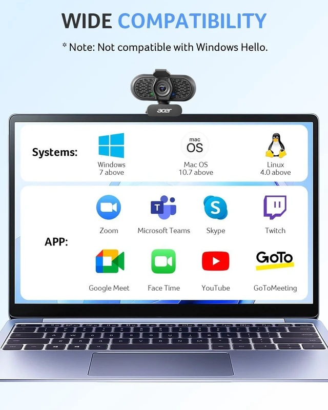 Alt view image 7 of 7 - 1080p Webcam USB Plug and Play Webcam for PC with Noise Cancellation Microphones Computer Camera for Desktop Streaming Gaming Online Meeting Wide Angle Privacy Cover A-to-C Adapter Easy Setup