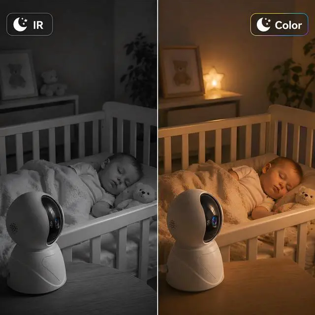Alt view image 5 of 7 - 2K Indoor Security Camera, 5GHz Baby Monitor for Home, Pan Tilt